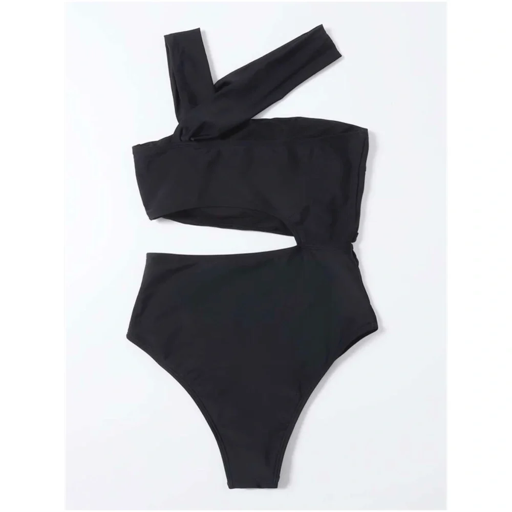 Black cut out high waist strappy monokini One Piece Swim - Picture 6 of 9
